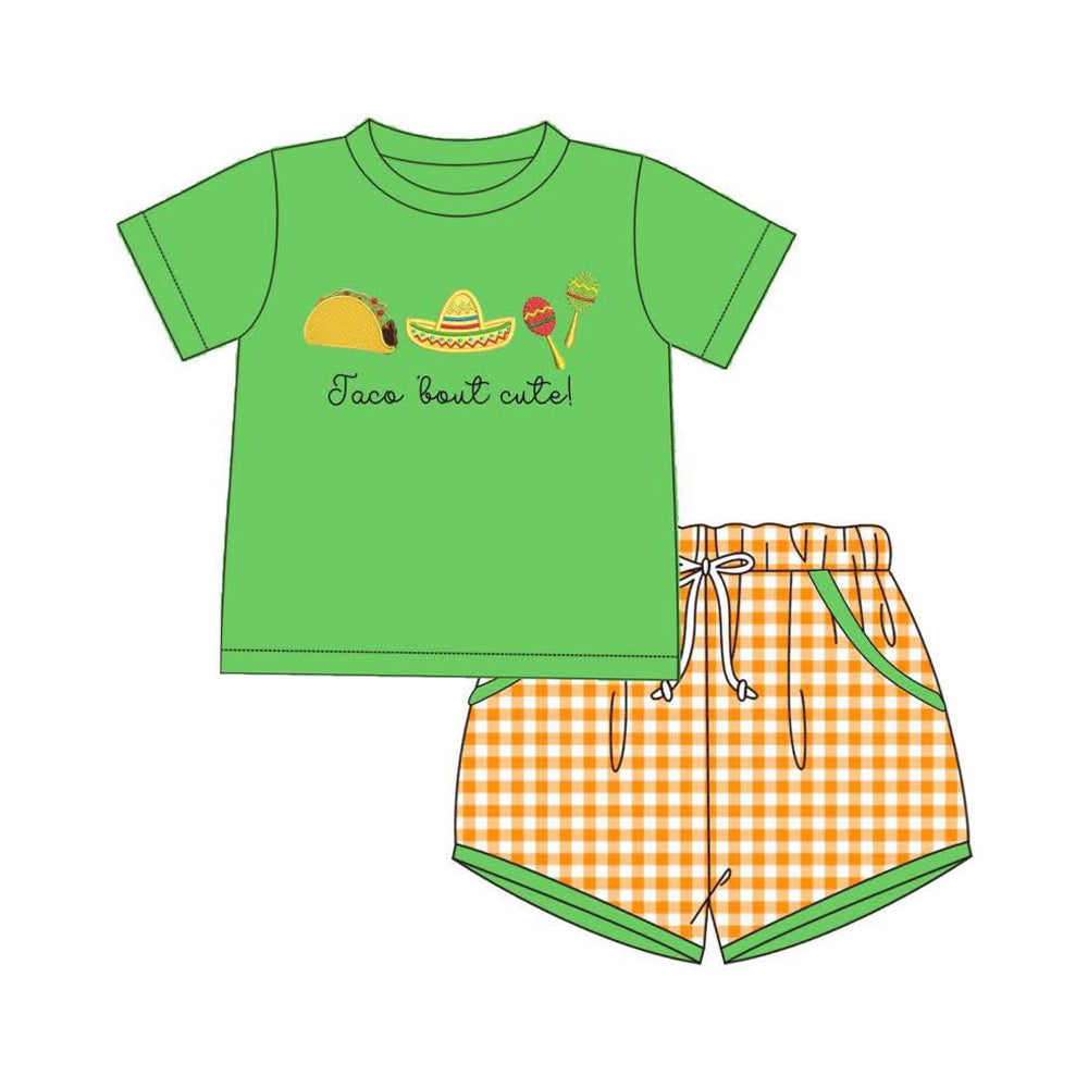 BSSO2018 Preorder Baby Boys Jaco Bout Cute Candy Top Checked Pockets Short Clothes Set