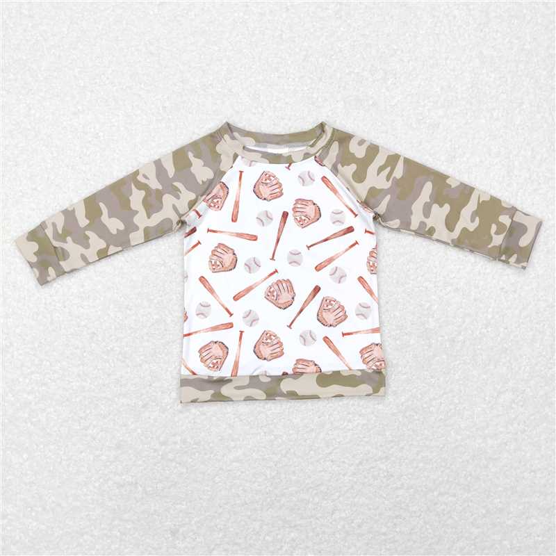 BT0469 Baby Boy Baseball Long Sleeve Camo Tops Tee Shirts