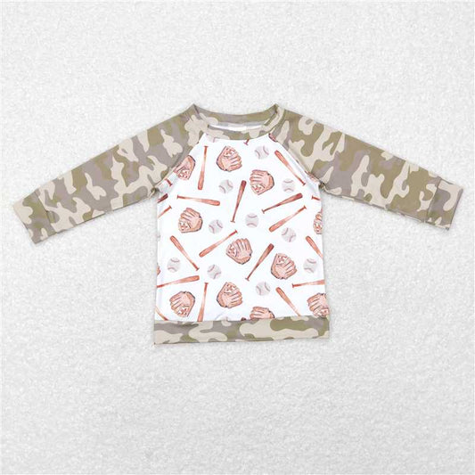 BT0469 Baby Boy Baseball Long Sleeve Camo Tops Tee Shirts