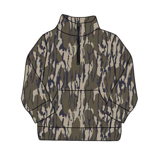 BT1035 Baby Boys Bottomland Camo Zip Pocket Pullovers Tops Preorder