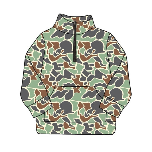 BT1042 Baby Boys Green Camo Zip Pocket Pullovers Tops Preorder