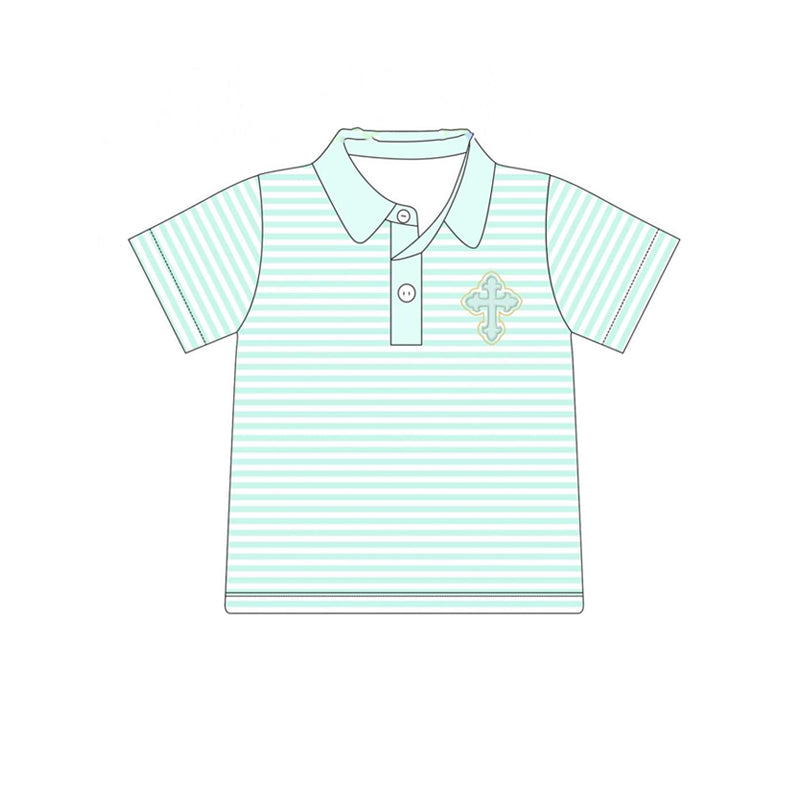 BT1045 Baby Boys Easter Cross Short Sleeve Tee Shirts Tops Preorder