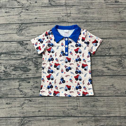 BT1163 Preorder Sample Baby Boys Blue Construction Pullovers Tee Shirts Tops