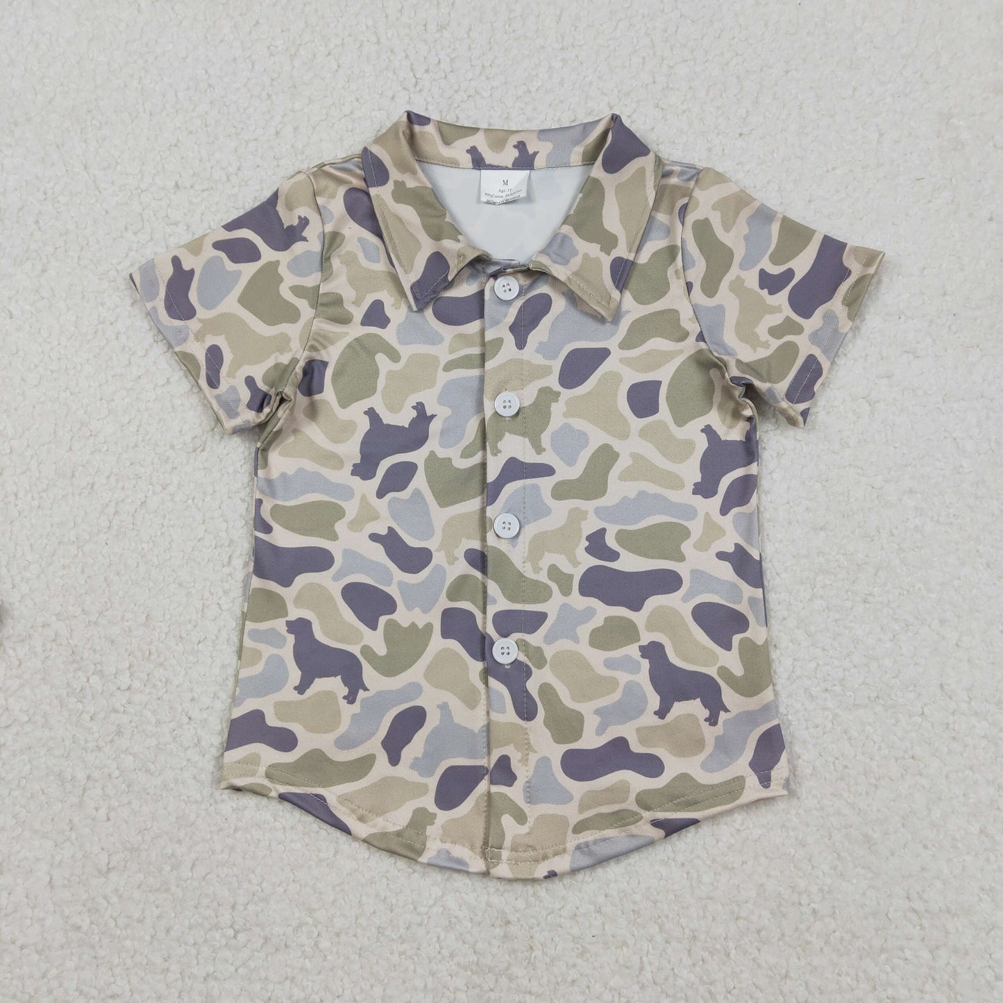 Sibling baby boys clothes summer camouflage button short sleeve tops