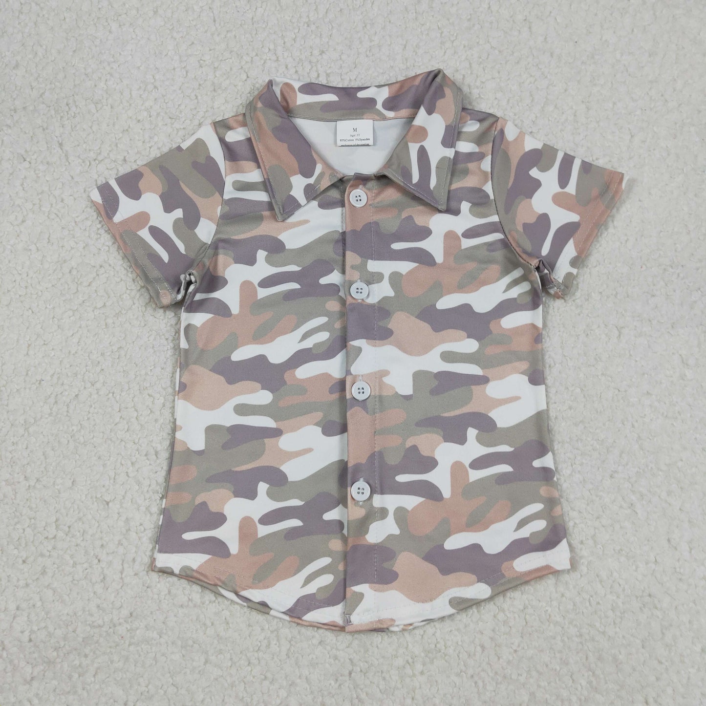 Sibling baby boys clothes summer camouflage button short sleeve tops