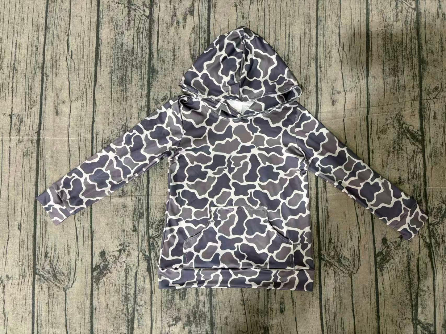 BT1572 Preorder Sample Baby Boy Dark Grey Camo Southern Pockets Hoodies Top
