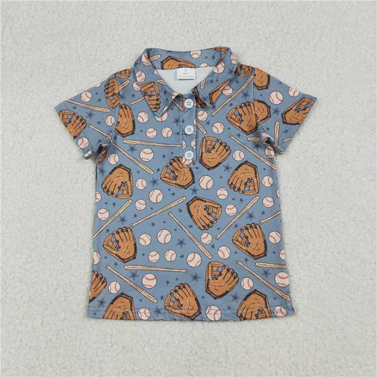 BT1581 Baby Boy Stars Baseballs Team Button Polo Shirts Top
