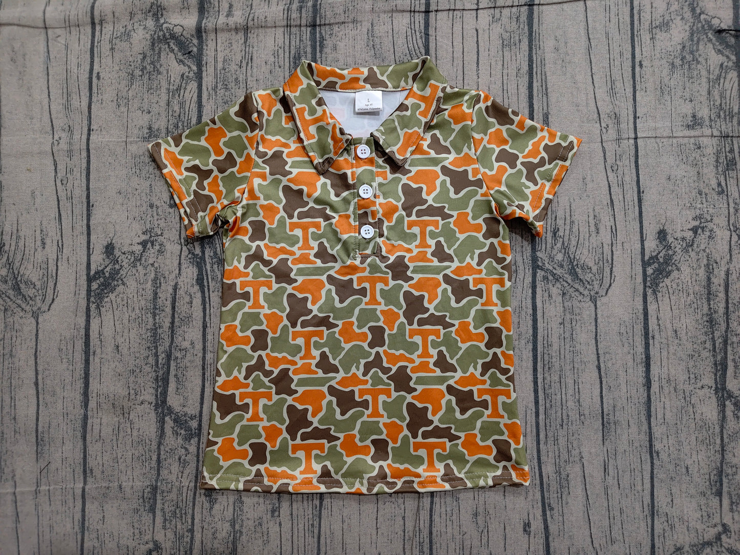 BT1696 Preorder Sample Baby Boys Short Sleeve Camo T Team Button Polo Shirts Top