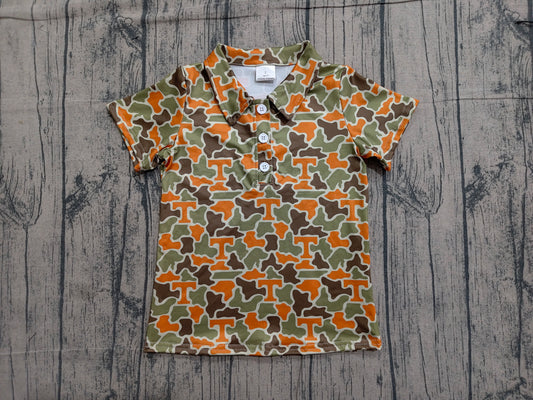 BT1696 Preorder Sample Baby Boys Short Sleeve Camo T Team Button Polo Shirts Top
