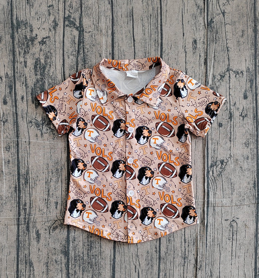 BT1717 Preorder Sample Baby Boy Flowers Dogs Vols Team Button Shirts Top