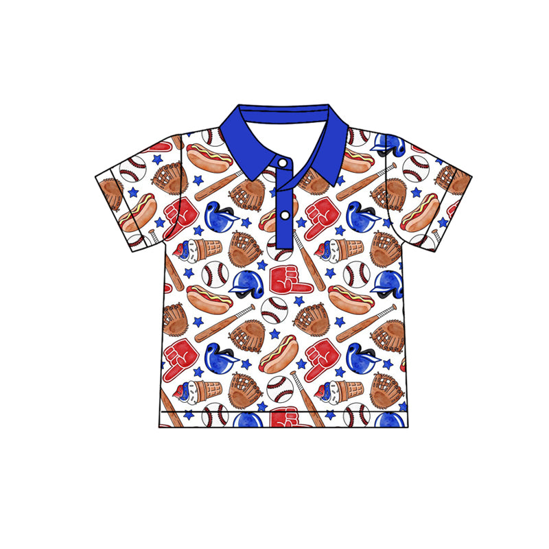 Pre-order no moq BT1720 pre-order baby boy clothes summer baseball blue short sleeve top-26.1.25