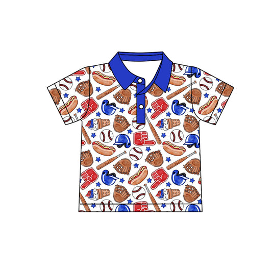 Pre-order no moq BT1720 pre-order baby boy clothes summer baseball blue short sleeve top-26.1.25