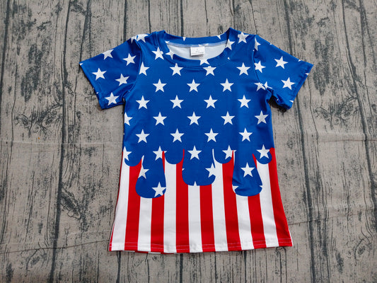 BT1741 Preorder Sample Baby Boys Short Sleeve Stars Stripe 4th of July T-shirts Top