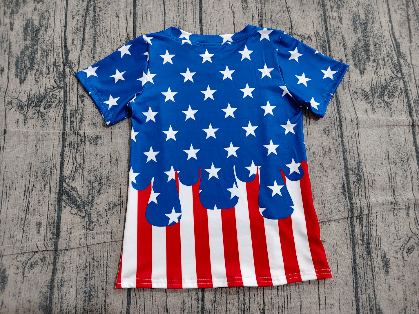 BT1741 Preorder Sample Baby Boys Short Sleeve Stars Stripe 4th of July T-shirts Top