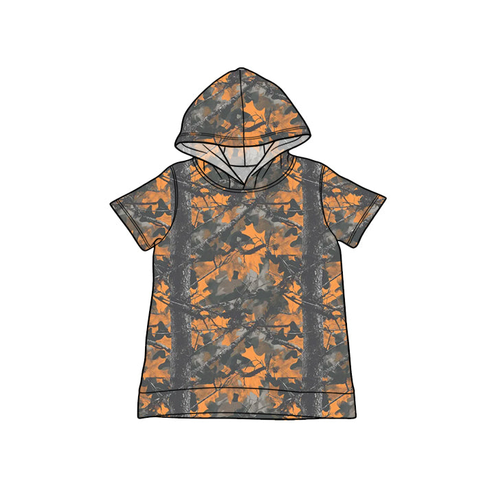 BT1749 Preorder Baby Boy Southern Orange Leaves Camo Hoodies Top