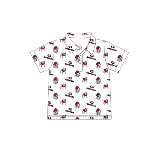 BT1756 Preorder Baby Boy Short Sleeve Georgia Team Button Polo Shirts Top