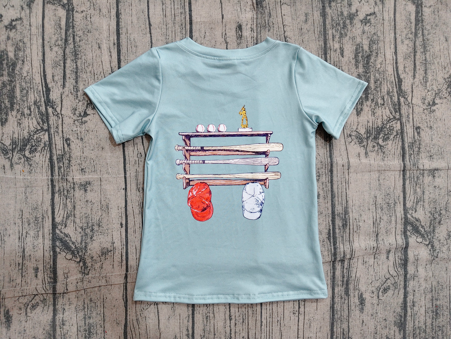 BT1762 Preorder Sample Baby Boys Green Short Sleeve Baseballs Team T-shirts Top