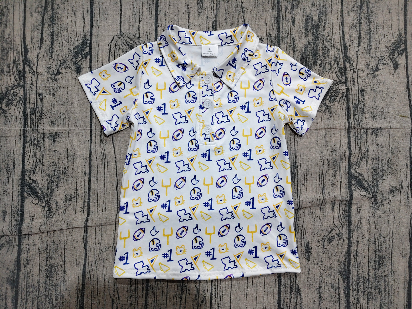 BT1763 Preorder Sample Baby Boys Short Sleeve Footballs Team Button Polo Shirts Top
