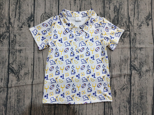 BT1763 Preorder Sample Baby Boys Short Sleeve Footballs Team Button Polo Shirts Top