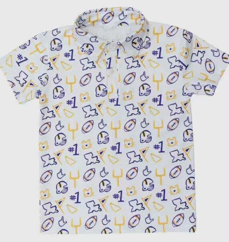 BT1764 Preorder Adult Men Short Sleeve Footballs #1 Team Button Polo Shirts Top