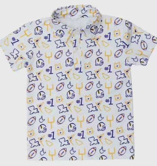 BT1764 Preorder Adult Men Short Sleeve Footballs #1 Team Button Polo Shirts Top