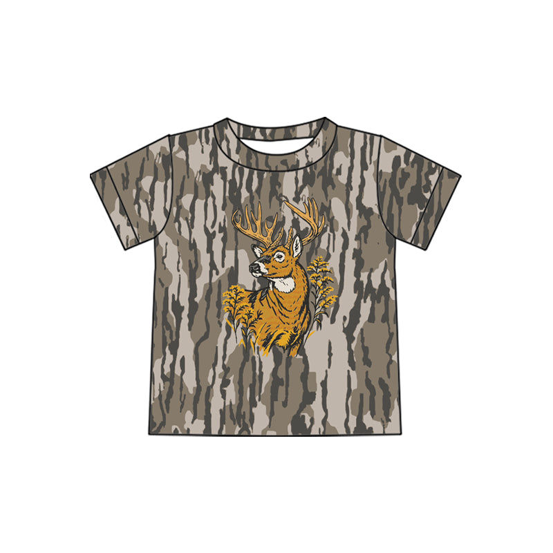 BT1770 Preorder Baby Boys Short Sleeve Southern Olive Camo Deer Hunting T-shirts Top