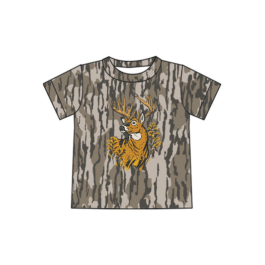 BT1770 Preorder Baby Boys Short Sleeve Southern Olive Camo Deer Hunting T-shirts Top