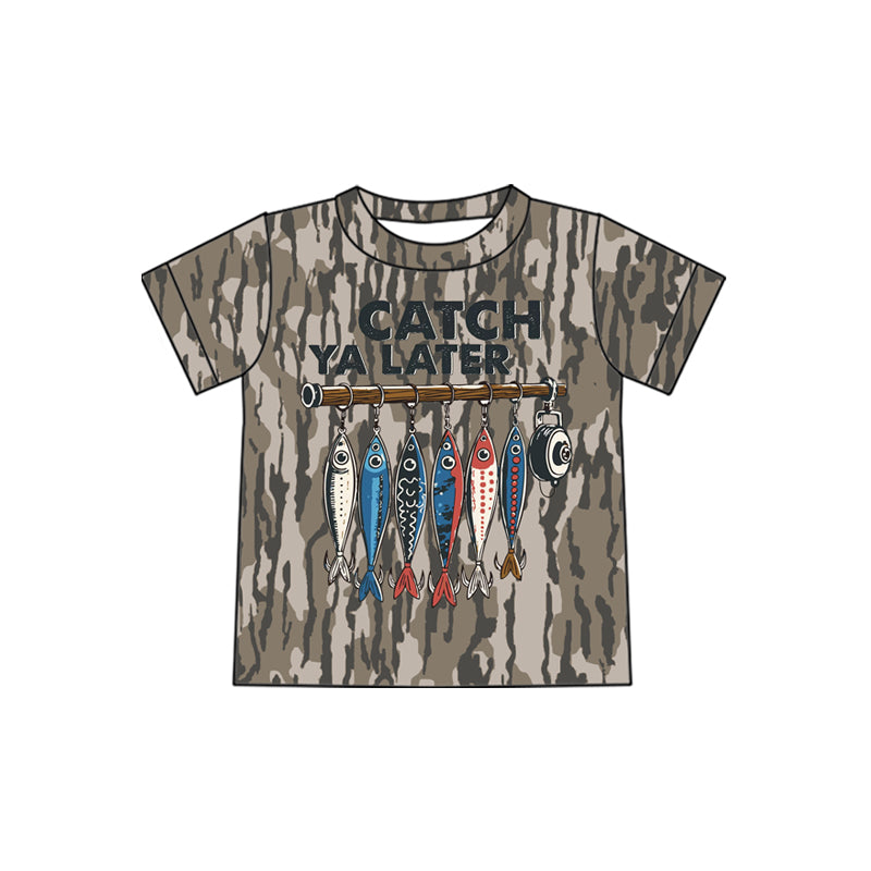 BT1772 Preorder Baby Boys Short Sleeve Southern Olive Fishing Catch ya Later T-shirts Top