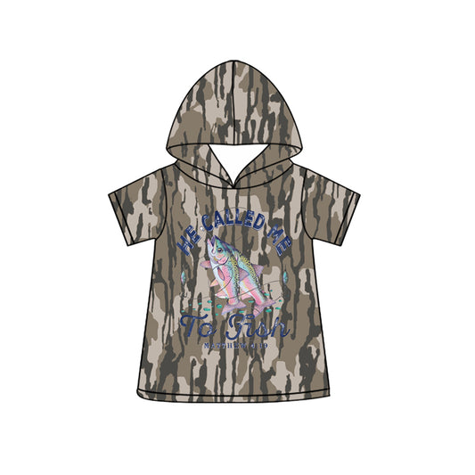 BT1775 Preorder Baby Boys Short Sleeve Southern Olive Camo Fishing Hunting Hoodies Top