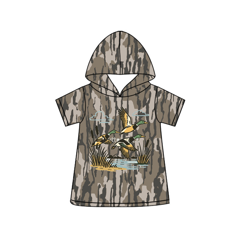 BT1776 Preorder Baby Boys Short Sleeve Southern Olive Camo Ducks Hunting Hoodies Top