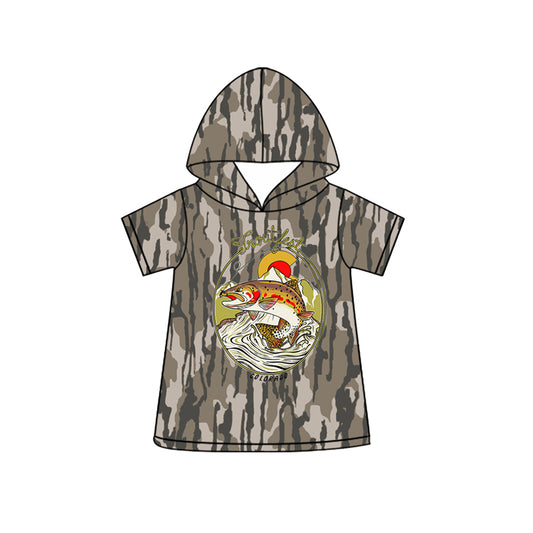 BT1778 Preorder Baby Boys Short Sleeve Southern Olive Camo Fishing Hunting Hoodies Top