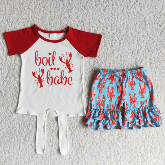 5.12 RTS NO MOQ C0-10 babe short sleeve blue lobster suit