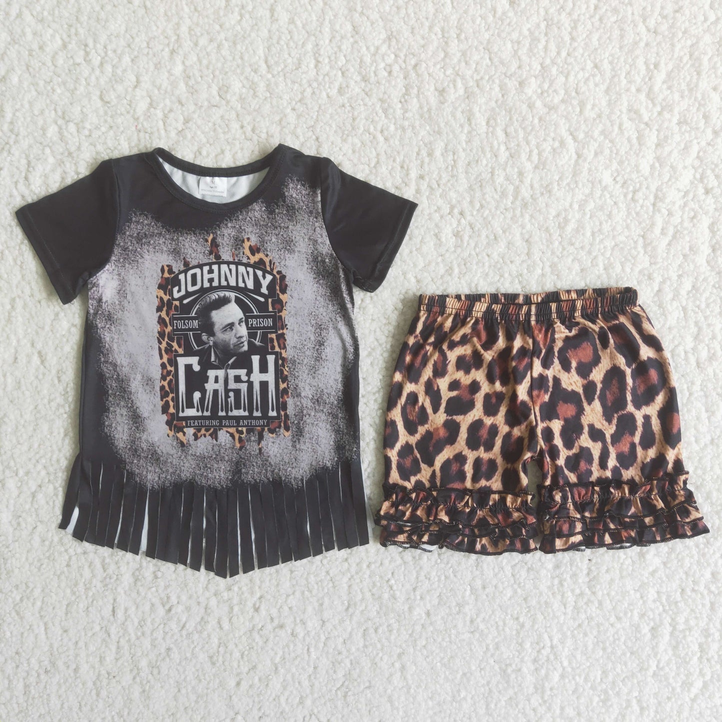 C0-16 Baby Boys Tassels Leopard Shorts Sets