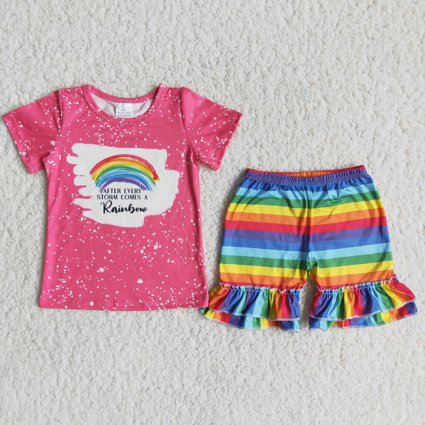 C9-3 Rainbow girls short sleeve shorts suit