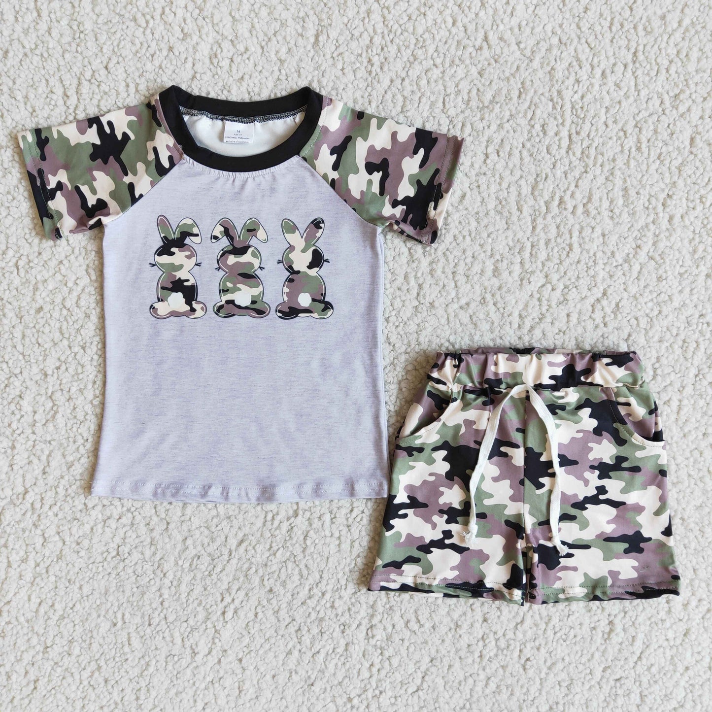 E5-14 Baby Boys Easter Bunny Camo Shorts Sets
