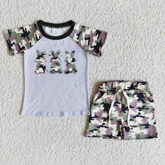 E5-14 Baby Boys Easter Bunny Camo Shorts Sets