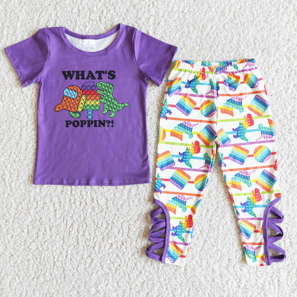 E6-19 Whats Whats short sleeve pantsuit in purple