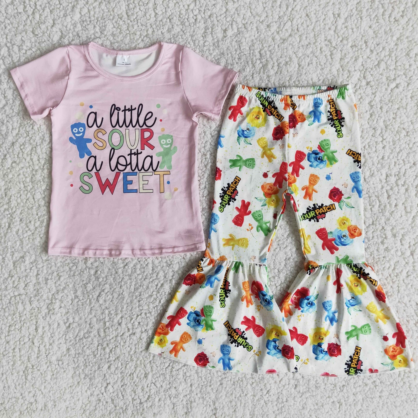 E9-11 sweet pink short-sleeved flare suit