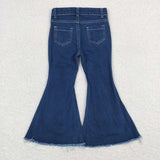 P0457 Bleached blue micro-cut denim pants with raw hem