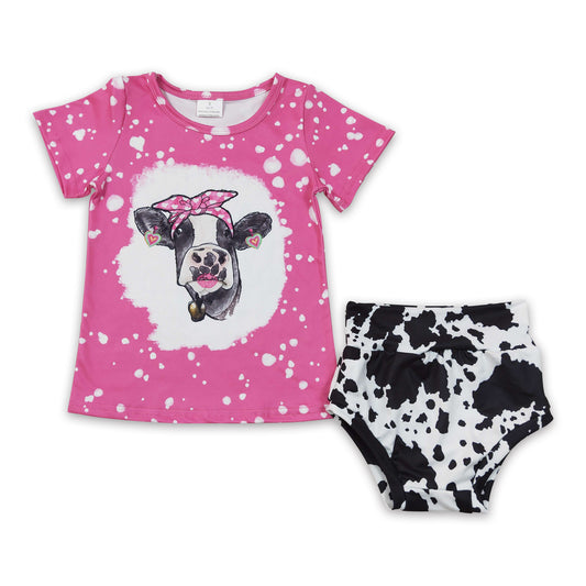 7.24  RTS NO MOQ(In Stock) GBO0065 Cow Rose Short Sleeve Brief Set