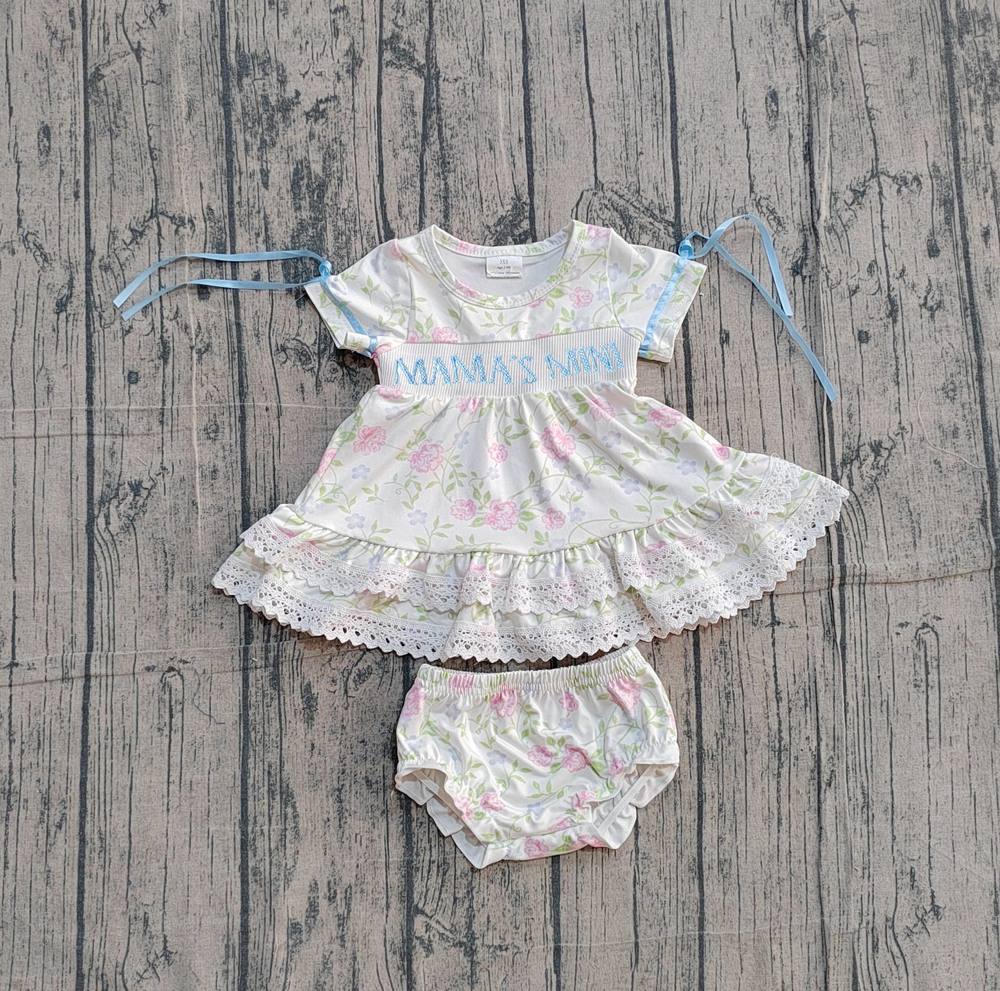 Pre-order no moq GBO0498 toddler girl clothes MAMA MINI floral summer short sleeve bummies set-26.1.17