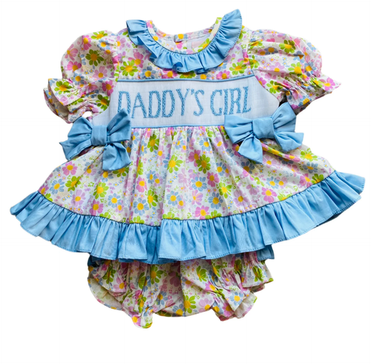 Pre-order no moq GBO0499 toddler girl clothes DADDY floral summer short sleeve bummies set-26.1.5