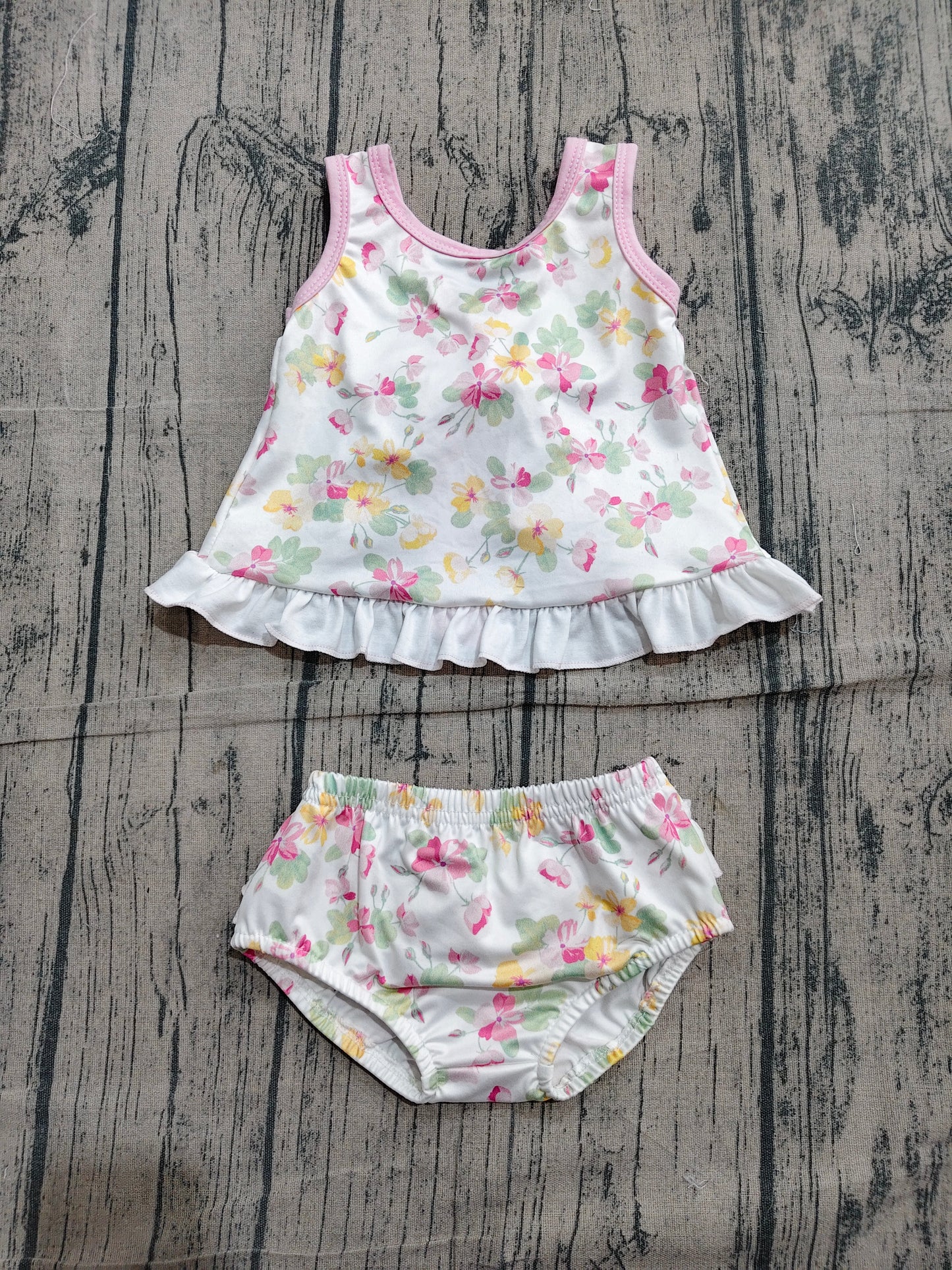 GBO0518 Preorder Sample Baby Girls Sleeveless Colorful Flowers Tunic Bummies Clothes Sets
