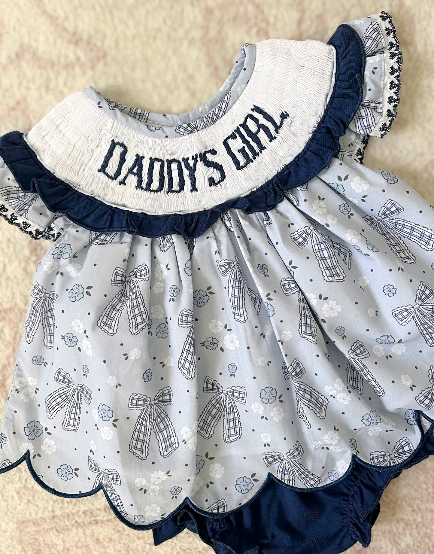 GBO0519 Preorder Baby Daddy's Girl Flowers Bows Tunic Bummies Clothes Sets