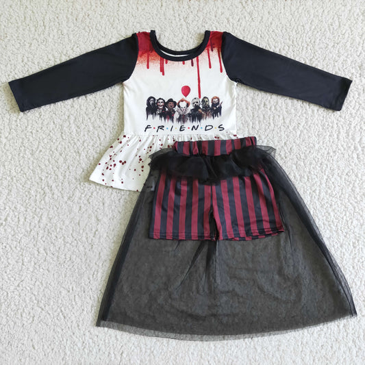 8.4 RTS NO MOQ（In Stock ) GLD0041 Halloween FRIENDS long-sleeved mesh skirt suit
