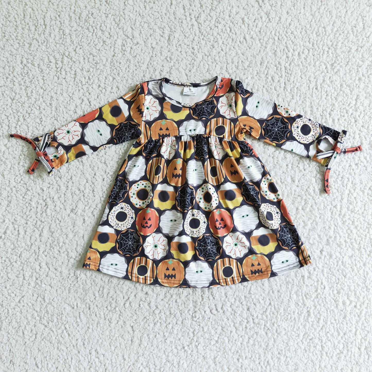 8.4 RTS NO MOQ（In Stock ) GLD0066 Wholesale girl dress fall winter flower print with buttons 2022 kids clothing over knee boutique children clothing rts