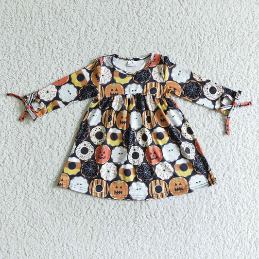 8.4 RTS NO MOQ（In Stock ) GLD0066 Wholesale girl dress fall winter flower print with buttons 2022 kids clothing over knee boutique children clothing rts
