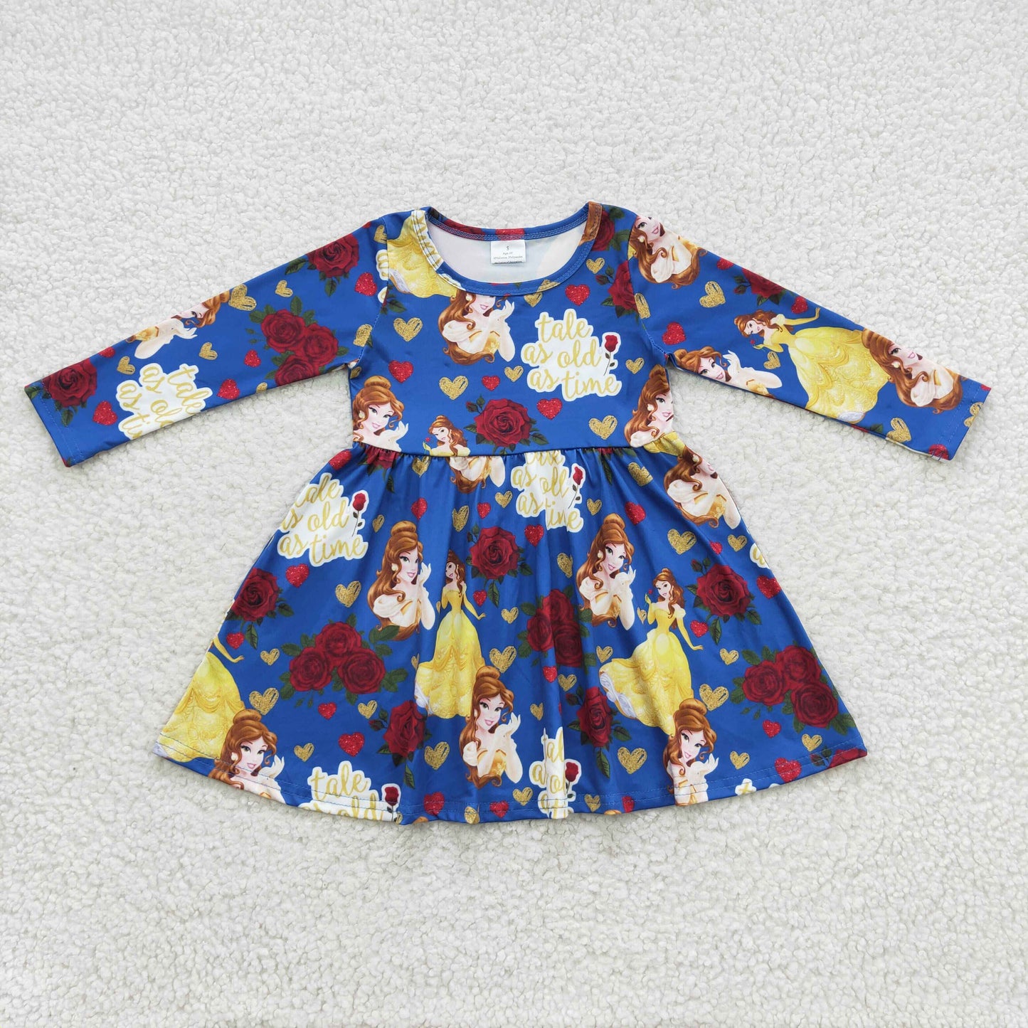 12.2 GLD0228 Baby Girls Princess Flowers Knee Length Dress