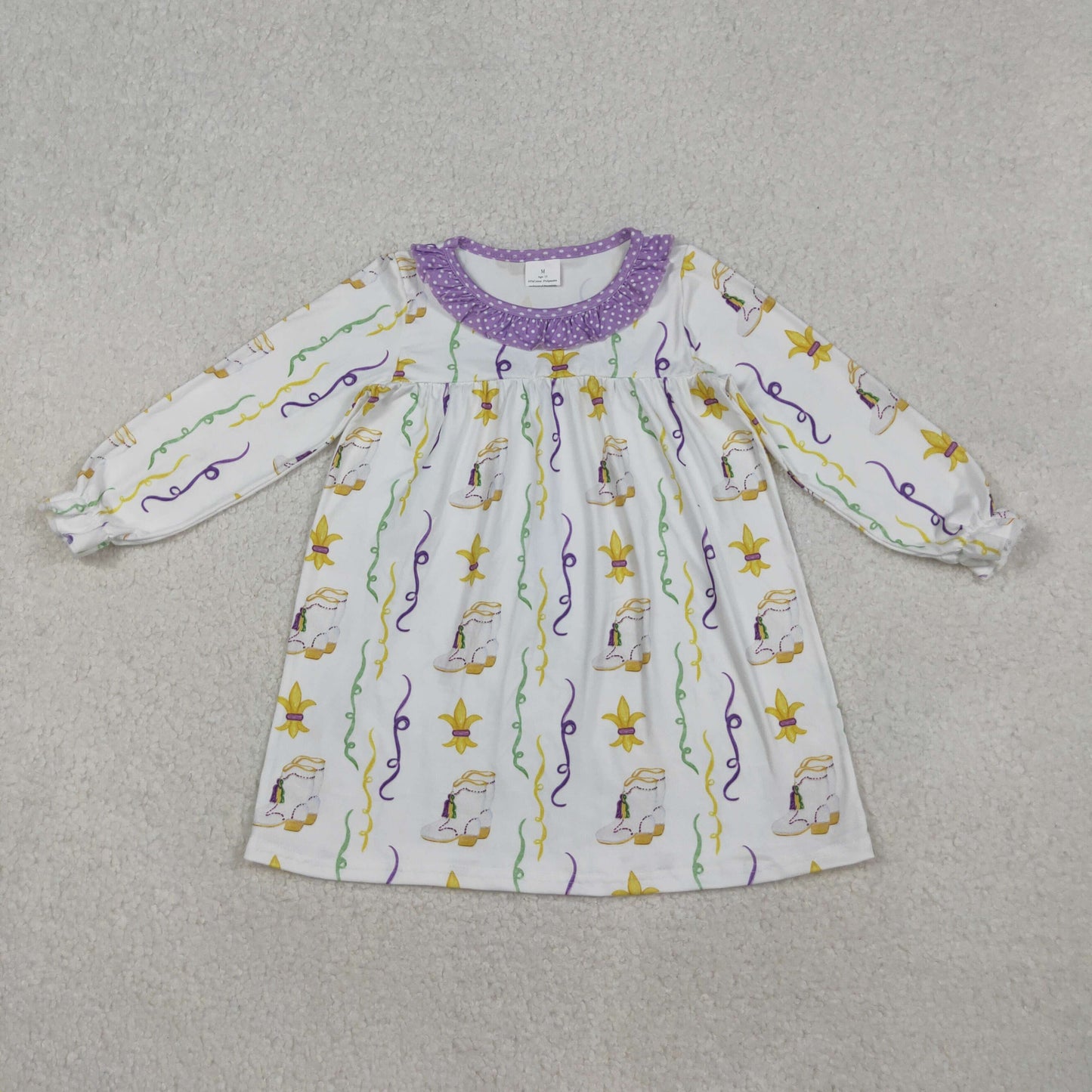 Sibling Baby Girls clothes Mardi gras long sleeve Dresses