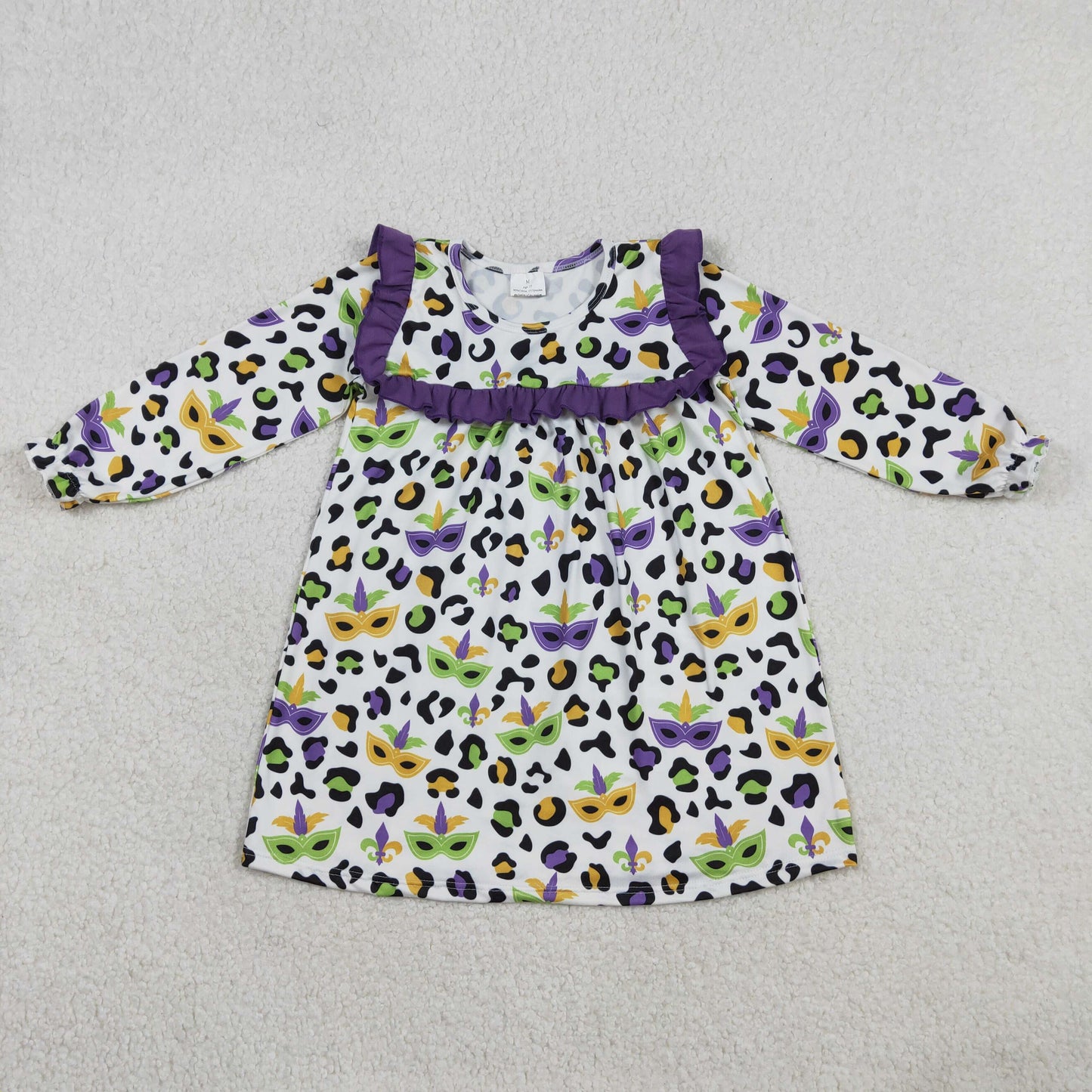Sibling Baby Girls clothes Mardi gras long sleeve Dresses